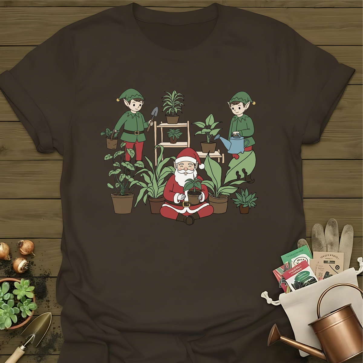 Santa, Elves, + Plants T-Shirt