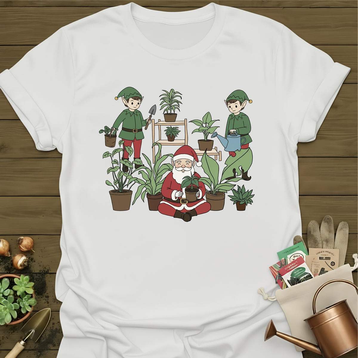 Santa, Elves, + Plants T-Shirt